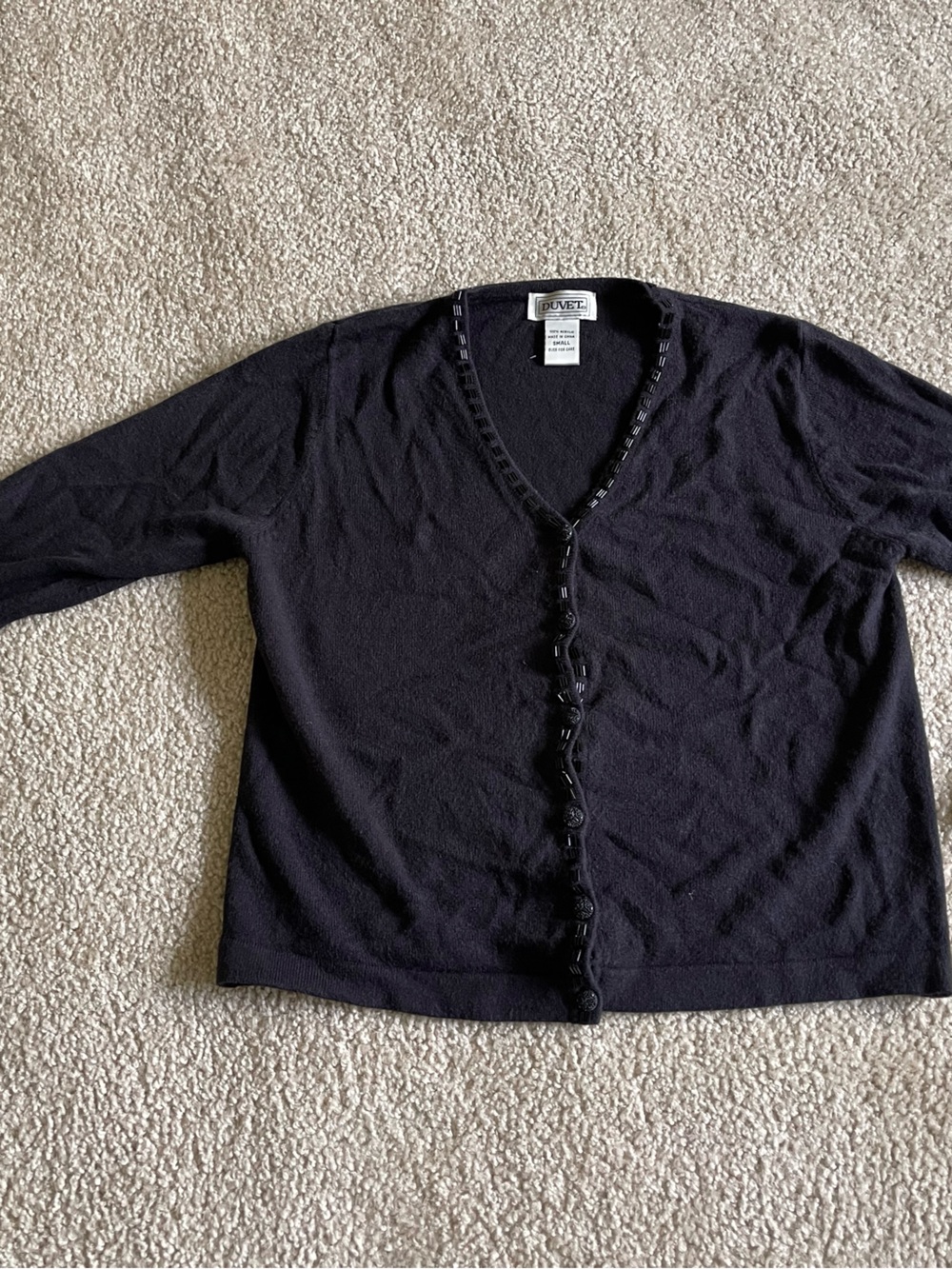 Duvetica Black V-Neck Button-Trim Cardigan